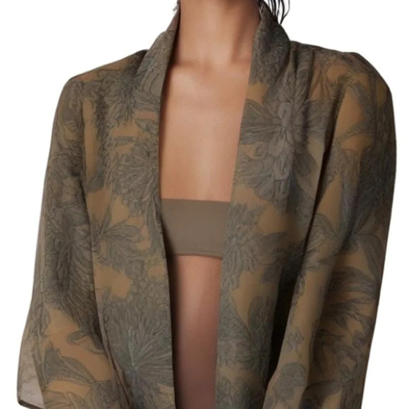 3/$25 ❥ RW&Co. Floral Kimono Sheer Jacket Shrug Light Pink Gray Size Small - Picture 8 of 8